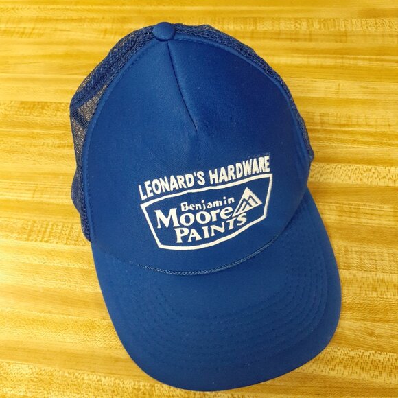 Leonard's Hardware Benjamin Moore Paints Cobra Caps Trucker Hat Blue Snapback - Picture 7 of 8